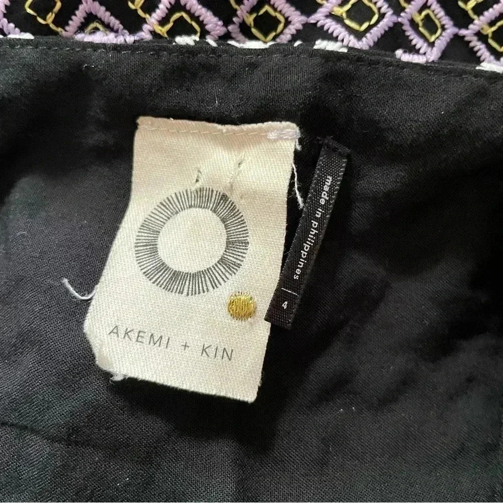 Akemi & Kin Embroidered V Neck Midi Dress |‎ Anthropologie | size 4 - Picture 13 of 16